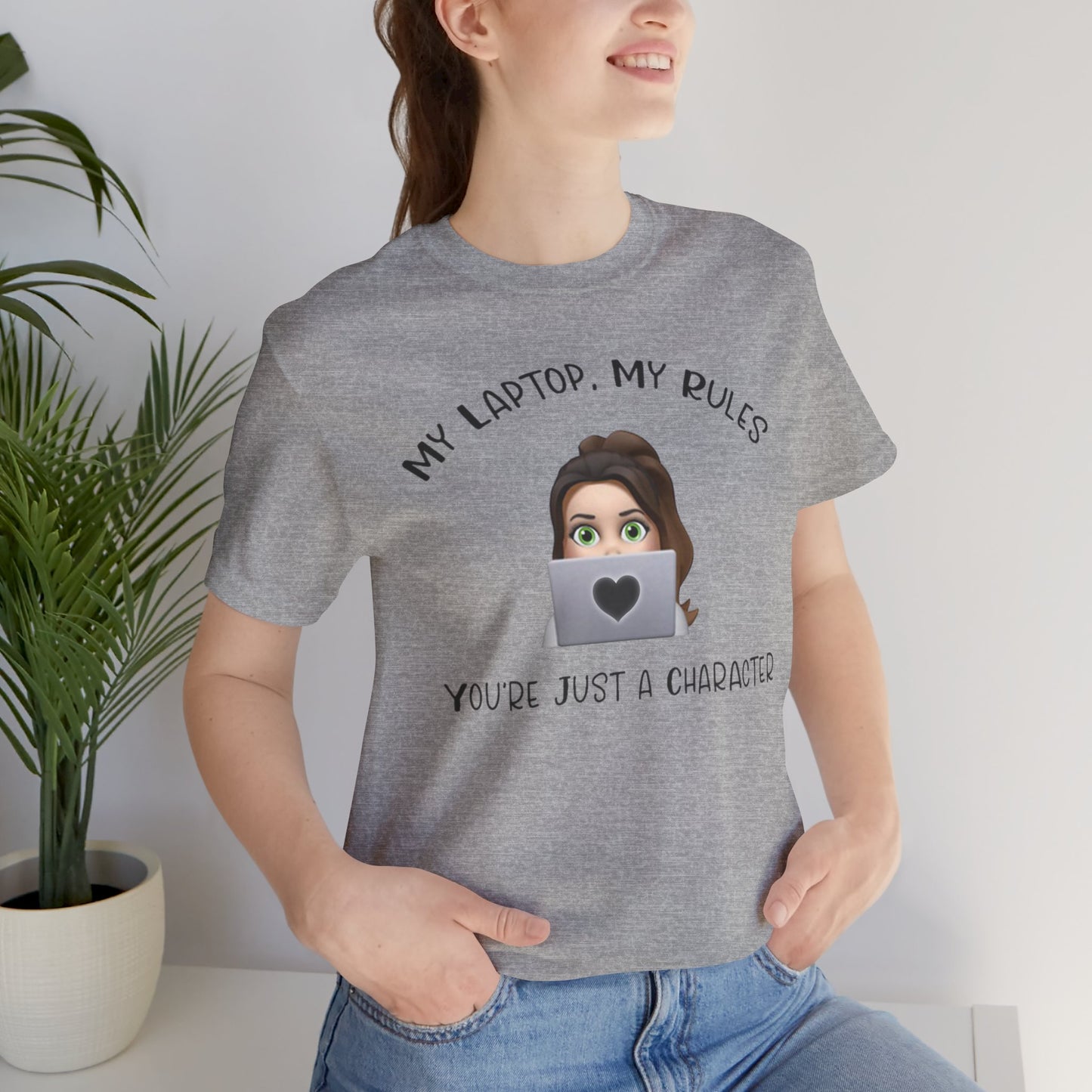 MY LAPTOP, MY RULES - Unisex Jersey Short Sleeve Tee - Witty Writer's Control Book Lover T-Shirt