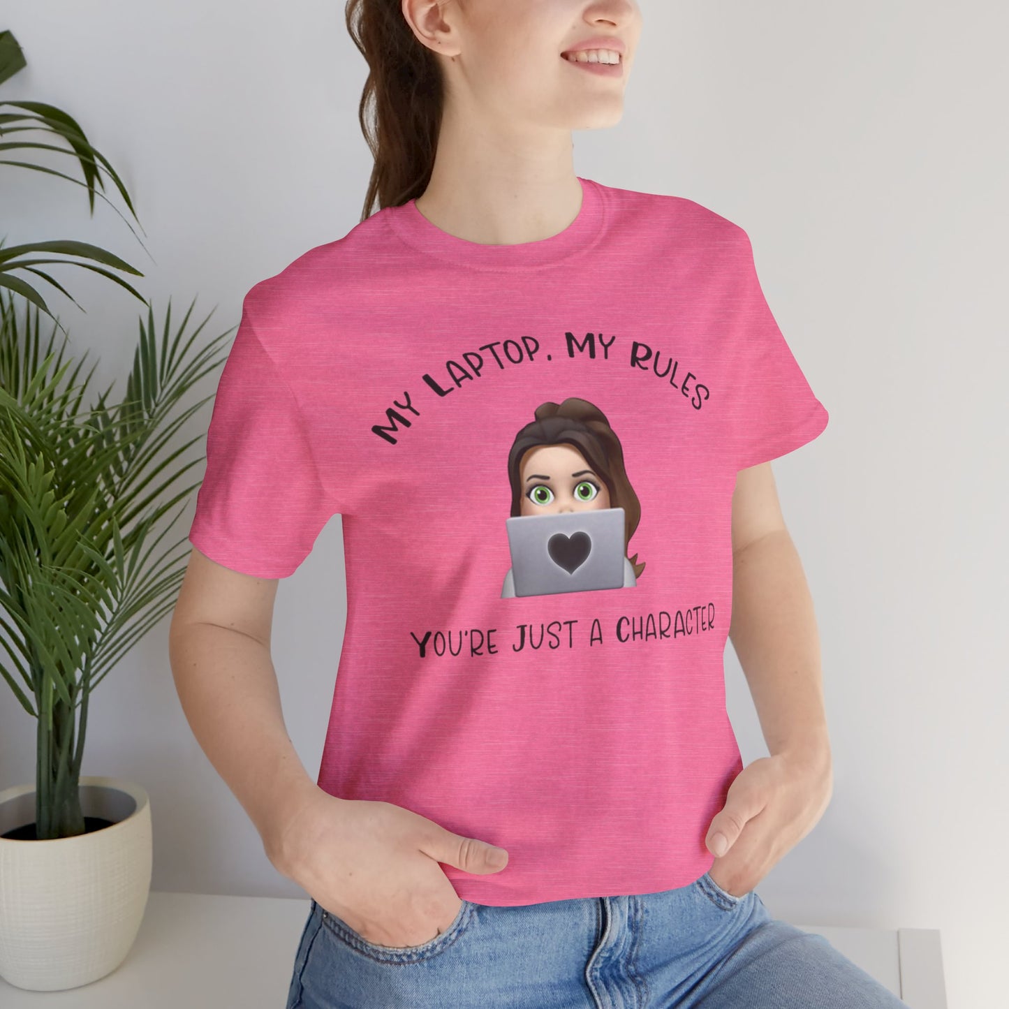 MY LAPTOP, MY RULES - Unisex Jersey Short Sleeve Tee - Witty Writer's Control Book Lover T-Shirt