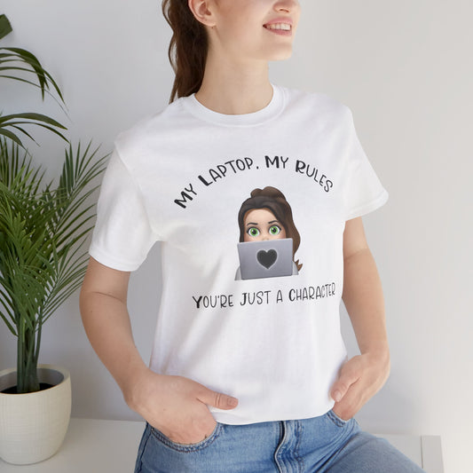 MY LAPTOP, MY RULES - Unisex Jersey Short Sleeve Tee - Witty Writer's Control Book Lover T-Shirt